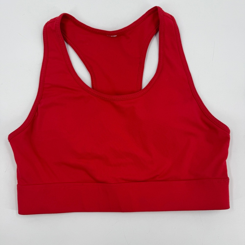 Fabletics Racerback Sports Bra Womens Medium Red Mesh Back Pocket Activewear